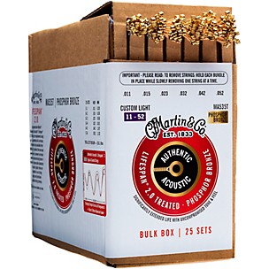Martin Authentic Lifespan 2.0 Treated Phosphor Bronze Acoustic Guitar Strings 25-Pack