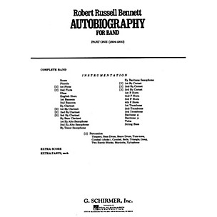 G. Schirmer Autobiography Part 1 (Full Score) Concert Band Composed by Robert Russell Bennett