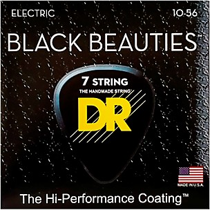 DR Strings BLACK BEAUTIES Black Coated Medium 7-String Electric Guitar Strings (10-56)