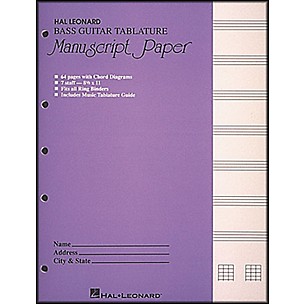 Hal Leonard Bass Guitar Tablature Manuscript Paper