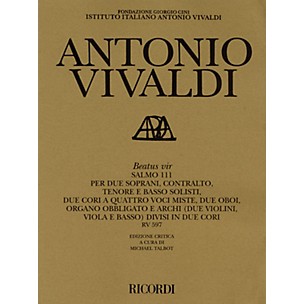 Ricordi Beatus vir RV597 Study Score Series Composed by Antonio Vivaldi Edited by M Talbot