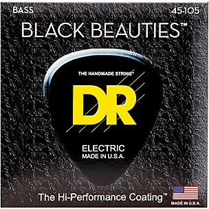 DR Strings Black Beauties Medium 4-String Bass Guitar Strings - (45-105)