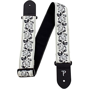 Perri's Black and White Roses Jacquard Guitar Strap