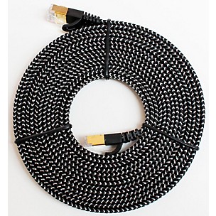 Tera Grand CAT7 10 Gigabit Ethernet Ultra Flat Braided Cable, Black/White