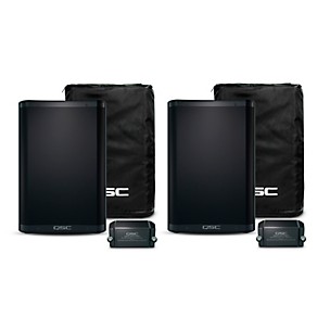 QSC CB10 10" 440W Battery-Powered Portable Loudspeaker Pair With Covers & Replacement Batteries