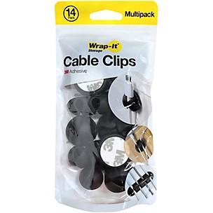 Wrap-It Storage Straps Cable Clips - (Assorted 14-Pack) - Silicone Adhesive Backed Cord Holders