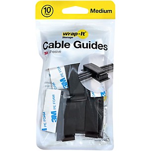 Wrap-It Storage Straps Cable Guides - Medium (10-Pack) Black - Adhesive Backed Cable and Wire Clips