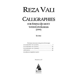 Lauren Keiser Music Publishing Calligraphies (String Quintet) LKM Music Series Composed by Reza Vali