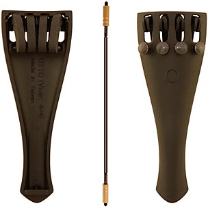 Otto Musica Carbon Composite Violin Tailpiece with Four Built-In Fine Tuners and Braided Steel Tailgut