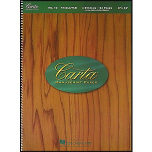 Hal Leonard Carta Manuscript Paper # 10 - Spiralbound, 9 X 12, 64 Pages, Trbl/Tab, 4 Dbl Staves includes Guitar Notation Guide