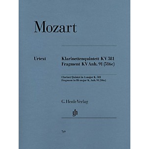 G. Henle Verlag Clarinet Quintet A Major K581 and Fragment K.Anh. 91 (516c) Henle Music Folios by Mozart