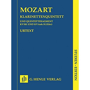 G. Henle Verlag Clarinet Quintet A Major K581 and Fragment K.Anh. 91 (516c) Henle Study Scores by Mozart