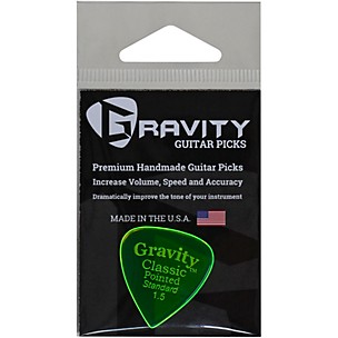 GRAVITY PICKS Classic Pointed Standard Polished Fluorescent Green Guitar Picks