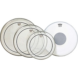 Remo Clear Pinstripe Standard Pro Pack with Free 14 in. Coated Emperor X Reverse Black Dot Snare Drum Head