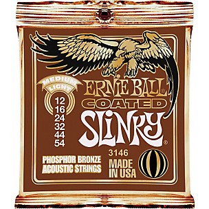 Ernie Ball Coated Slinky Phosphor Bronze Acoustic Strings Medium Light