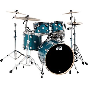 DW Collector's Series 4-Piece FinishPly Teal Glass Shell Pack With Chrome Hardware