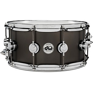 DW Collector's Series Satin Black Over Brass Snare Drum With Chrome Hardware