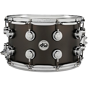 DW Collector's Series Satin Black Over Brass Snare Drum With Chrome Hardware