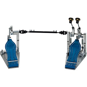 DW Colorboard Machined Direct Drive Double Bass Drum Pedal With Cobalt Footboard