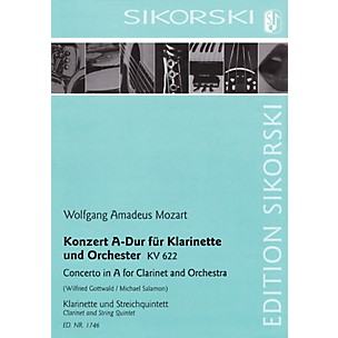 SIKORSKI Conc in A Major for Clarinet and Orchestra, K. 622 Ensemble Softcover by Mozart Arranged by Gottwald