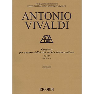 Ricordi Concerto D Major, RV 549, Op. III, No. 1 String Orchestra Series Softcover Composed by Antonio Vivaldi