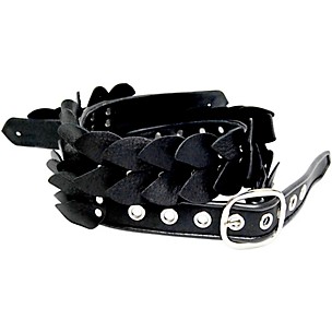 Black Leather Guitar strap with cone spikes