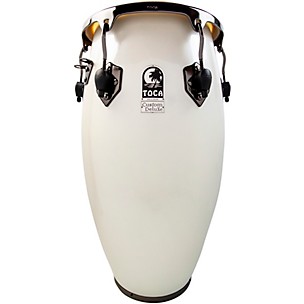 Toca Custom Deluxe Fiberglass Conga Margarita Blanca With Black Mirror Chrome Hardware