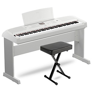 Yamaha DGX-670 88-Key Portable Grand Piano With Matching Stand & Bench - White