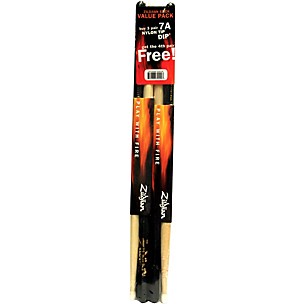 Zildjian DIP Wood Drum Sticks - Buy 3 Pairs, Get 1 Pair Free - Black,