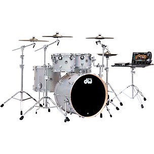 DW DWe Wireless Acoustic-Electronic Convertible 5-Piece Drum Set Bundle With 22" Bass Drum, Cymbals & Hardware -