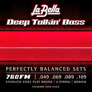 LaBella Deep Talkin' Bass Stainless Steel Flat Wound 4-String Bass Strings - (43-104)