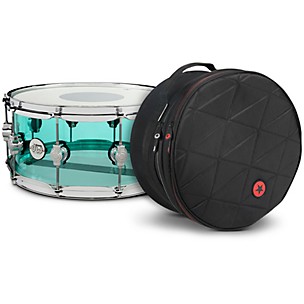 DW Design Series Sea Glass Acrylic Snare Drum, Chrome Hardware With Road Runner Bag