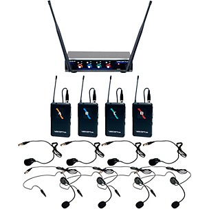 VocoPro Digital-Quad-B3 Four-Channel UHF Digital Wireless Headset & Lapel Microphone - Frequency 902MHz-927.2MHz