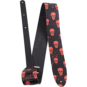 Perri's Direct to Leather Red Skulls Guitar Strap