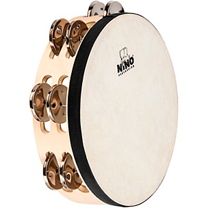 Nino Double Row Headed Wood Tambourine, Natural