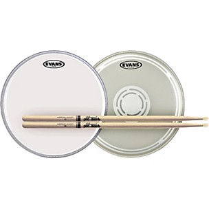 EVANS EC Reverse Dot Snare Batter and Snare Side Head Pack With Free Pair of Promark Sticks
