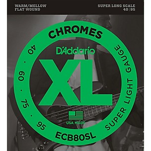 D'Addario ECB80SL Chromes Flat Wound Super Soft/Long Bass Strings