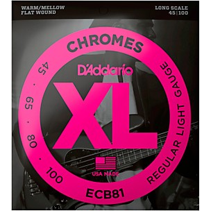 D'Addario ECB81 XL Chromes Flatwound Bass Strings - (45-100)