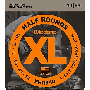 D'Addario EHR340 Half Round Light Top Heavy Bottom Electric Guitar Strings