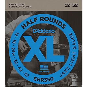 D'Addario EHR350 Half Round Jazz Light Electric Guitar Strings