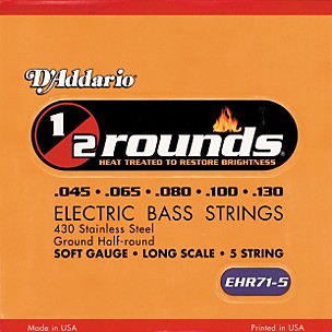 D'Addario EHR71-5 SHR Bass 5-String Soft Long String Set