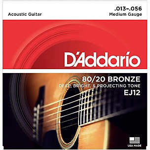 EJ12 80/20 Bronze Medium Acoustic Guitar Strings