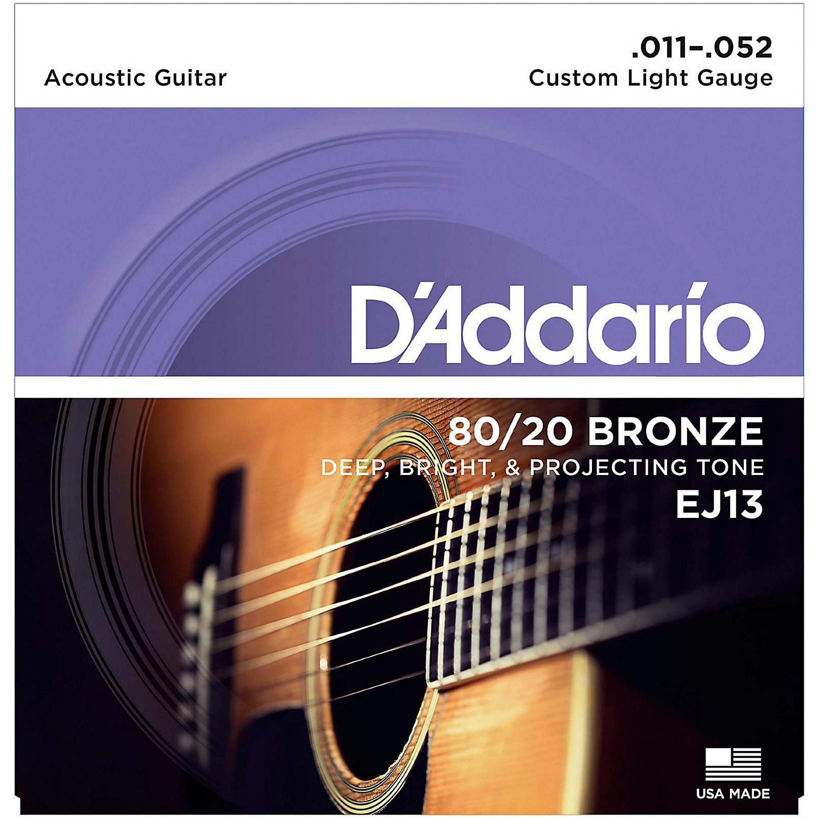 D'Addario EJ13 80/20 Bronze Custom Light Acoustic Guitar