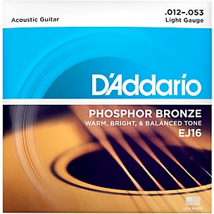 D'Addario EJ16 Phosphor Bronze Acoustic Guitar Strings - Light (12-53)