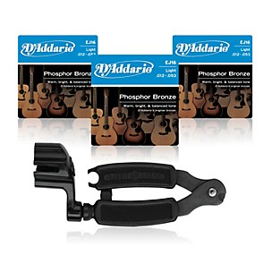 D'Addario EJ16 Phosphor Bronze Light Acoustic Guitar Strings 3-Pack with Pro-Winder String Winder/Cutter