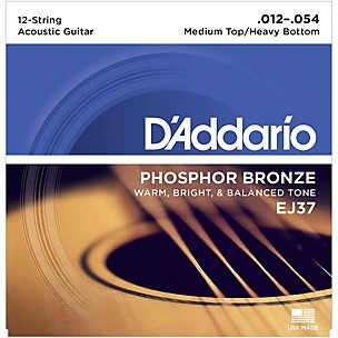 D'Addario EJ37 12-String Phosphor Bronze Acoustic Guitar Strings - Medium Top Heavy Bottom