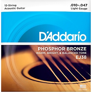 D'Addario EJ38 12-String Phosphor Bronze Light Acoustic Guitar Strings