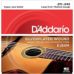 D'Addario EJ84M Gypsy Jazz Silver Wound Loop End Medium Guitar Strings