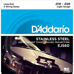 D'Addario EJS60 Stainless Steel Light 5-String Banjo Strings (9-20)