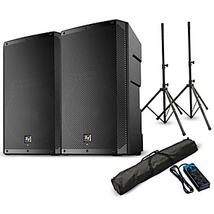 Electro-Voice ELX200-12P 12"1,200W Powered Speaker Pair With Stands & Power Strip - Black
